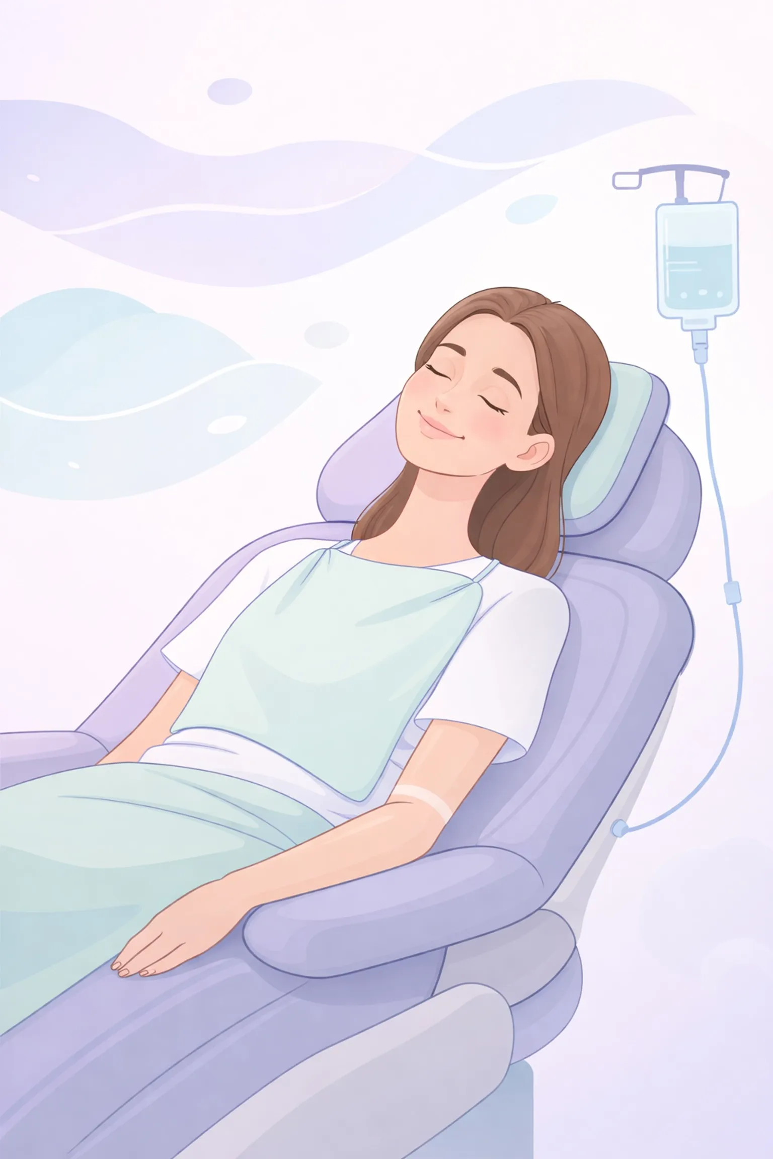 Relaxed dental patient receiving IV sedation, illustrating comfort and anxiety-free fewer-visit dental care