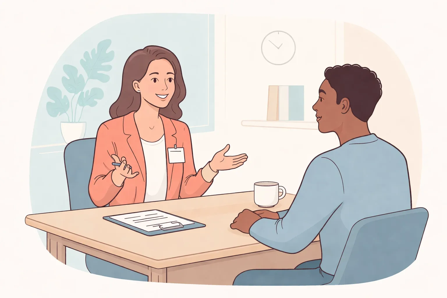 A supportive Treatment Coordinator helps a dental anxiety patient understand sedation dentistry and payment options.